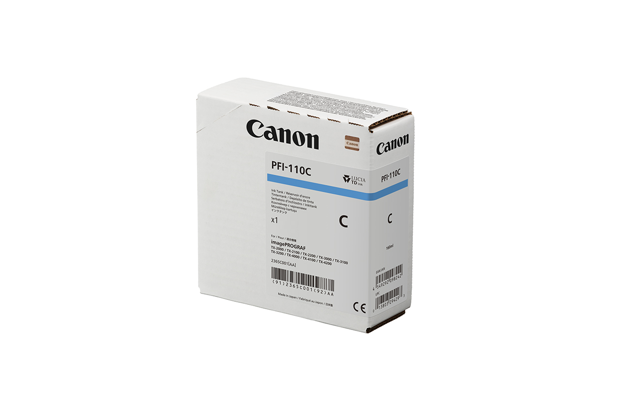Canon Cyan Ink Cartridge — imagePROGRAF TX-3200/TX-3200MFP/TX-4200/TX-4200MFP (PFI-110/310/710)