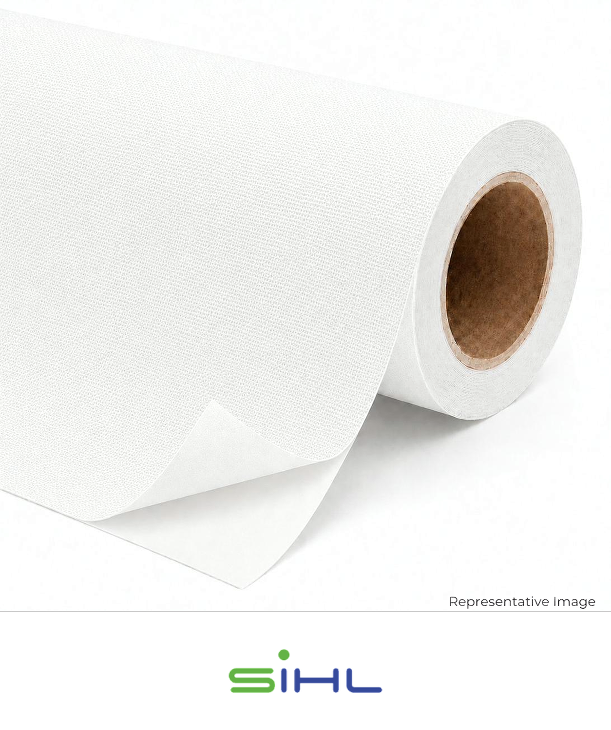 Roll of white adhesive-backed fabric
