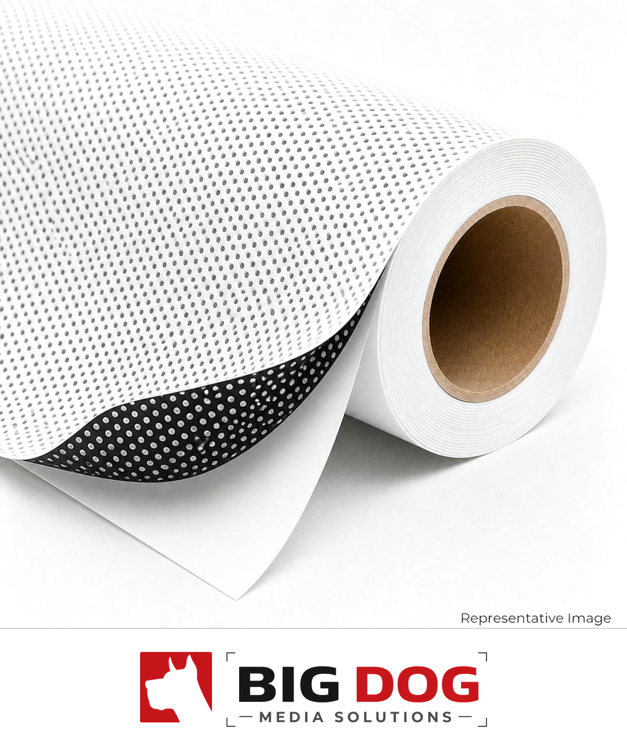 Roll of white perforated adhesive-backed window film