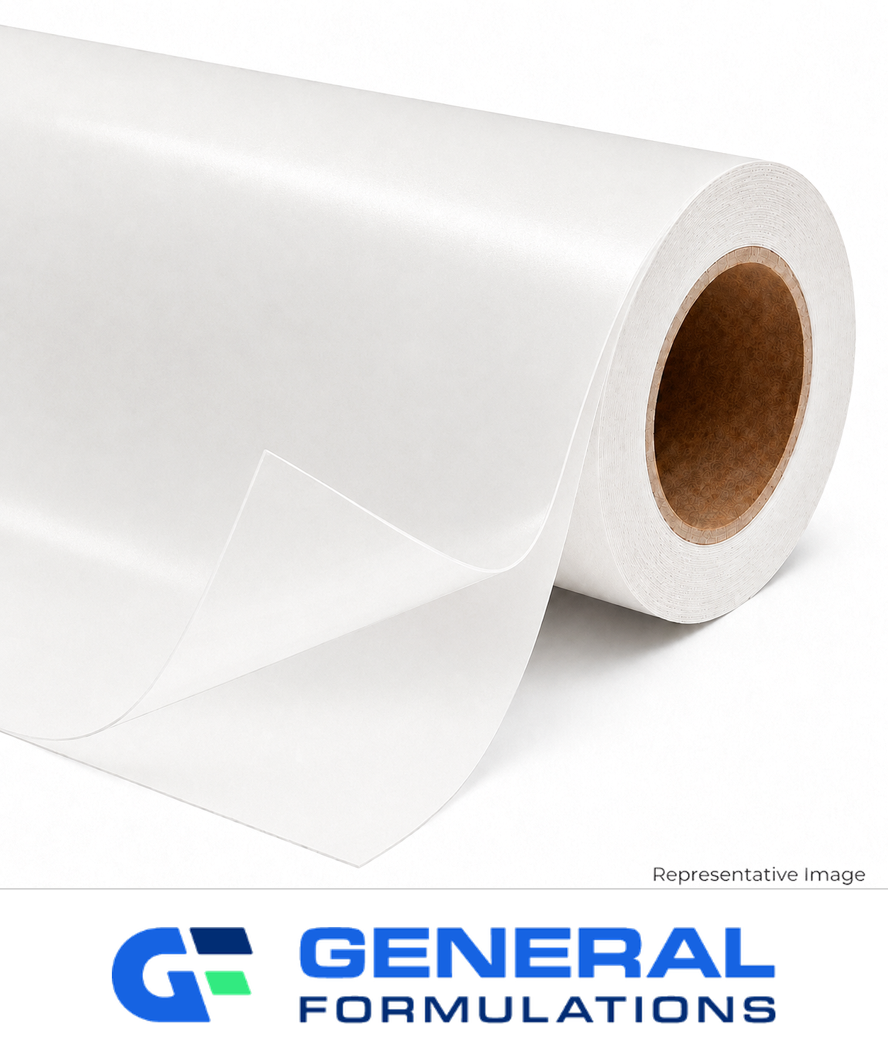 Clear satin laminate film with release liner for wide-format print protection.