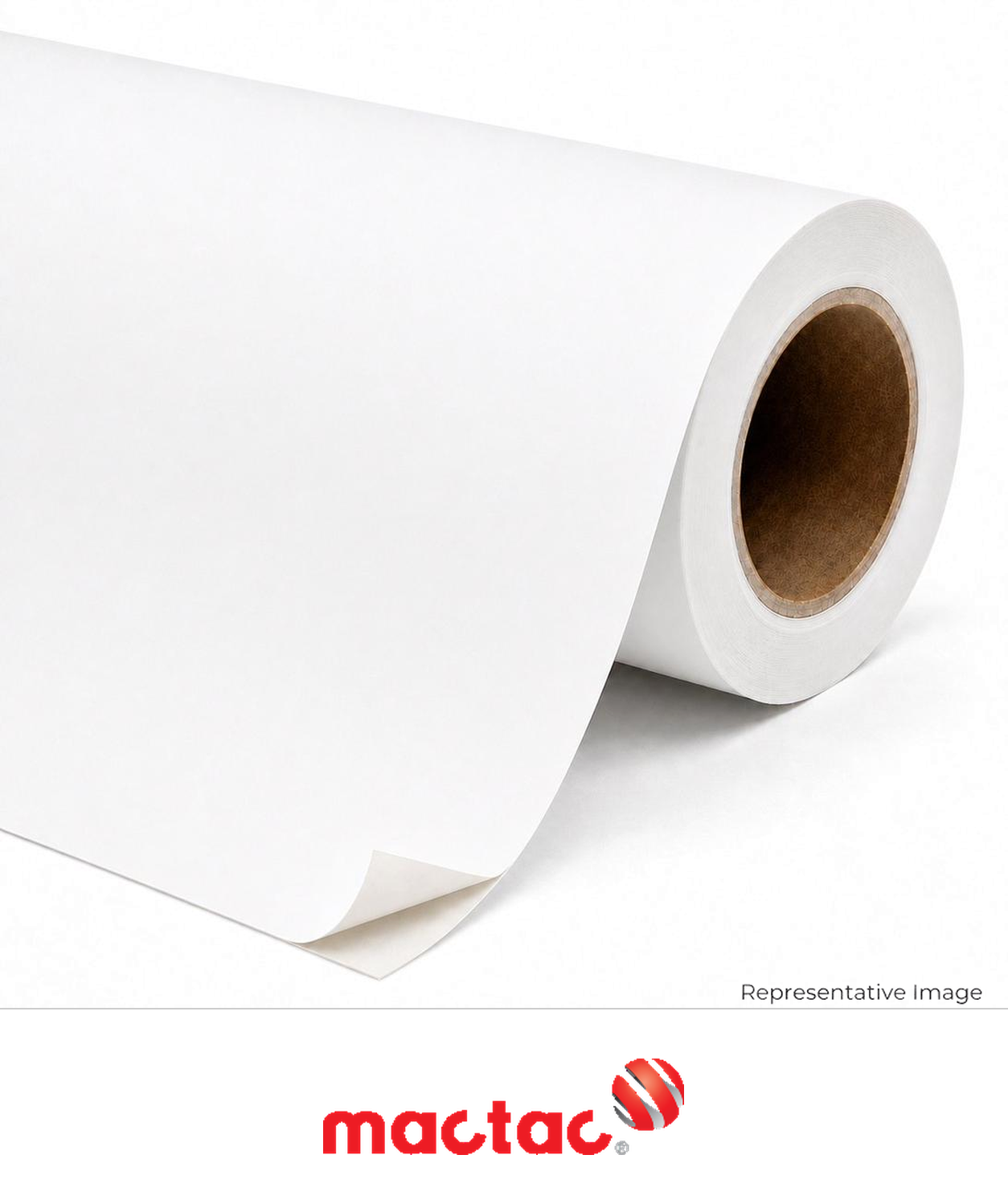 Roll of matte white adhesive-backed media