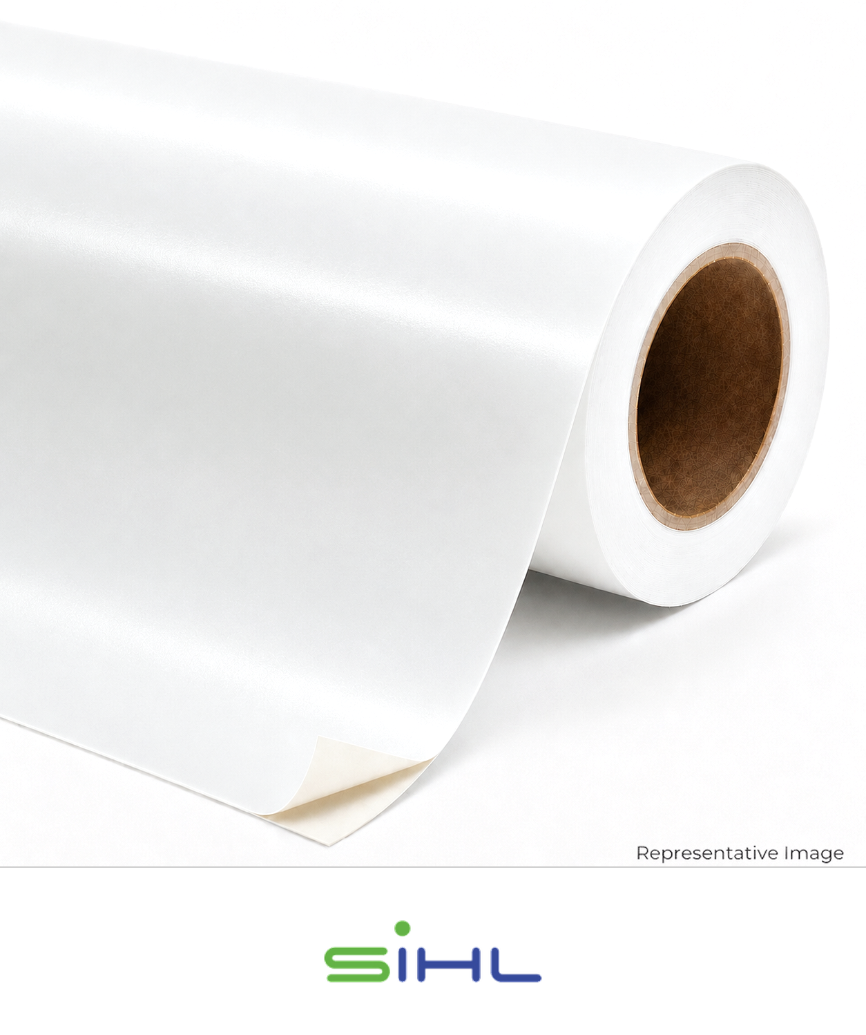 Roll of satin adhesive-backed paper