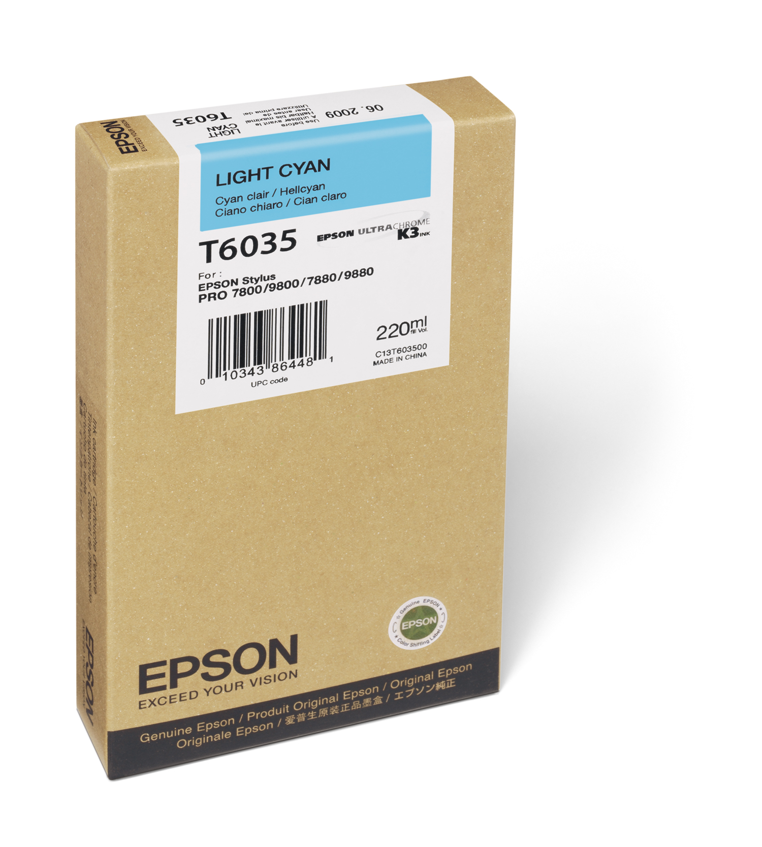 Epson UltraChrome K3 Light Cyan Ink Cartridge — Stylus Pro 7800/7880/9800/9880