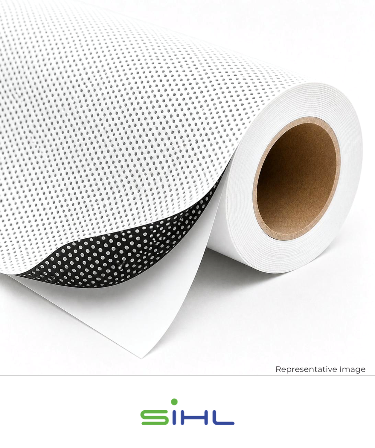 Roll of white perforated adhesive-backed window film