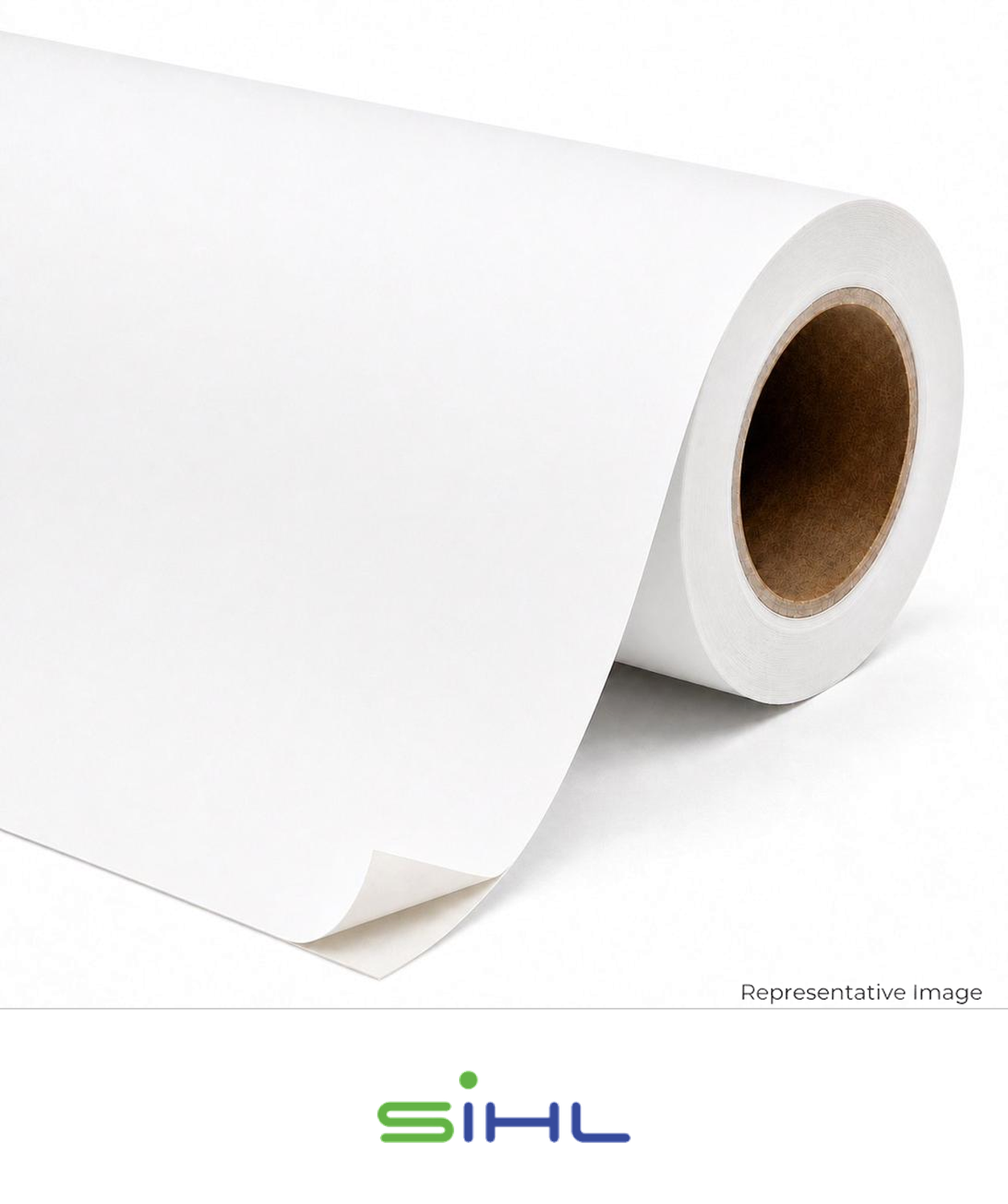 Roll of matte white adhesive-backed media